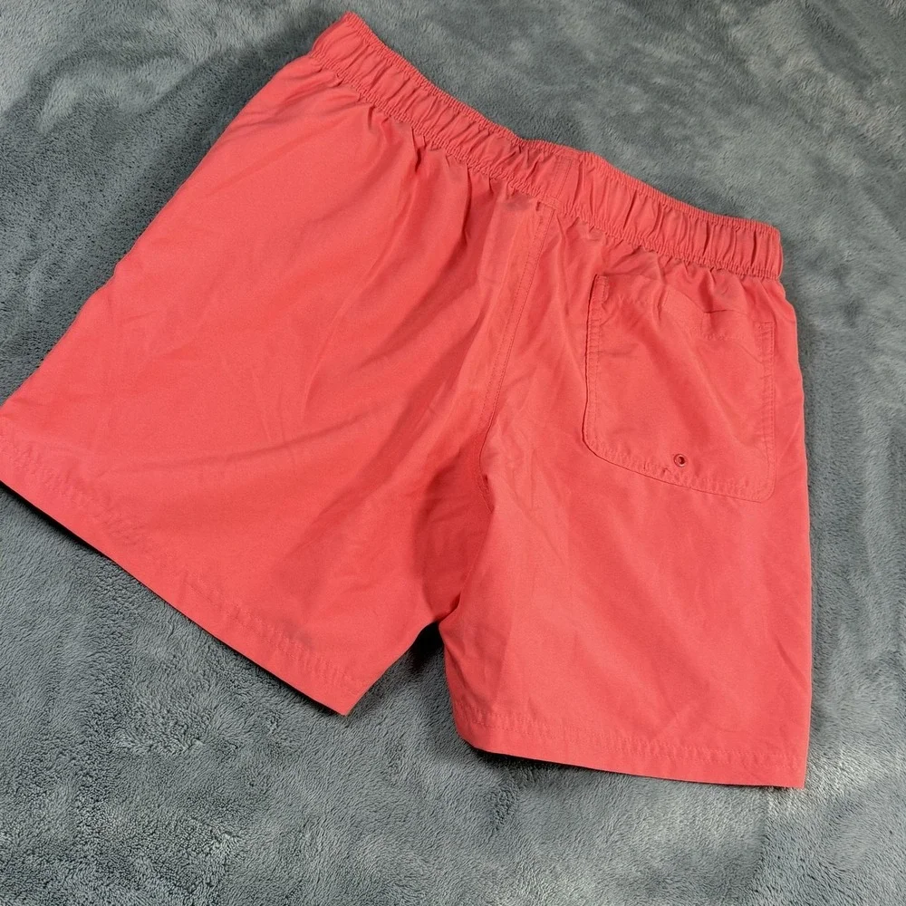 Adidas Swim Shorts Mens Medium Orange Trefoil Logo Mesh Lined Pockets Trunks